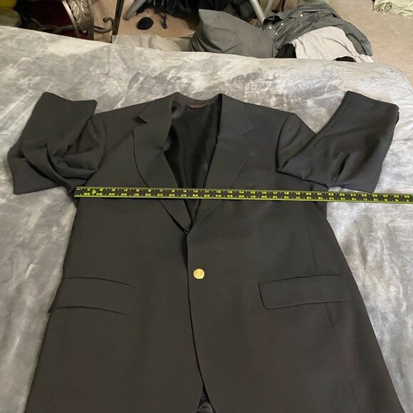 Stuart Hughes Mens Black Blazer Jacket 42R Regular Single-Breasted Two-Button - Picture 6 of 16